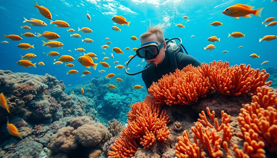 Diver exploring vibrant ocean and coral reef.
