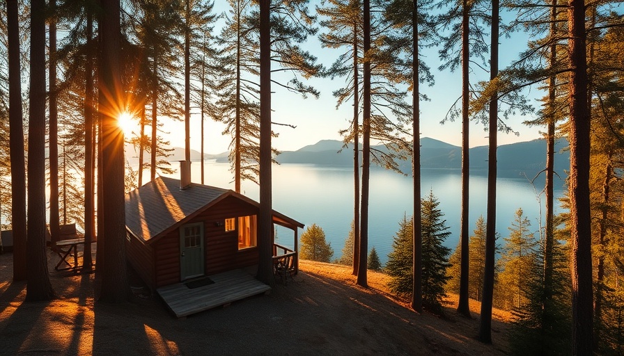 Charming cabin by lake in Olympic National Park, serene nature setting.