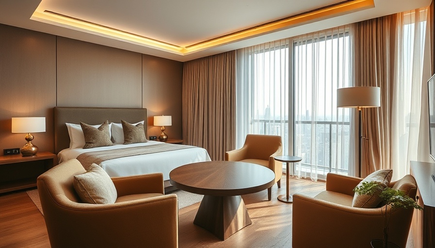 Elegant luxury hotel suite interior with plush chairs.