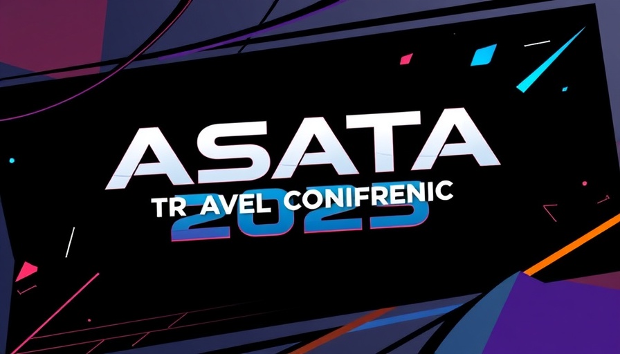 ASATA 2025 Travel Conference modern design poster with bold text.