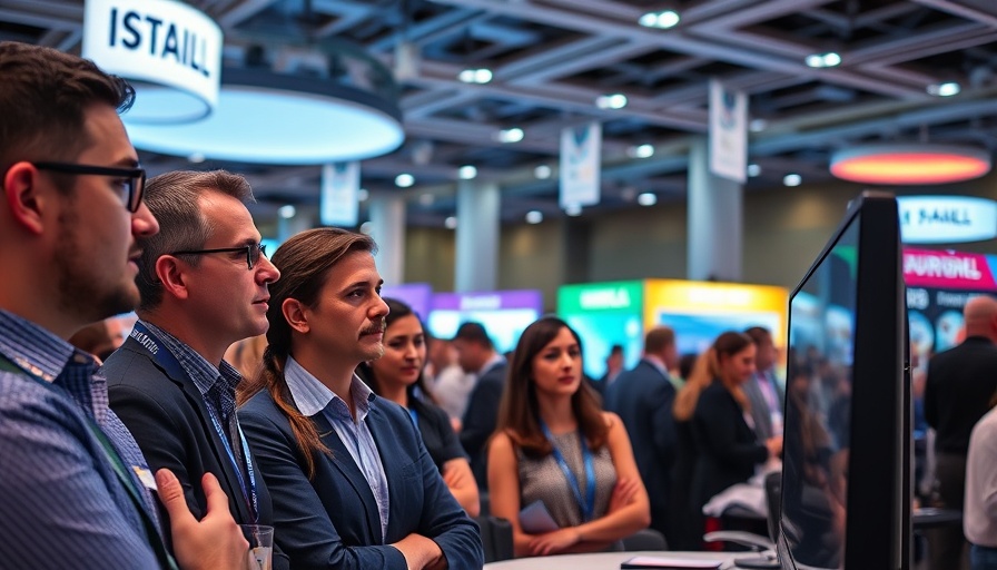 Business professionals at a corporate travel event viewing a presentation