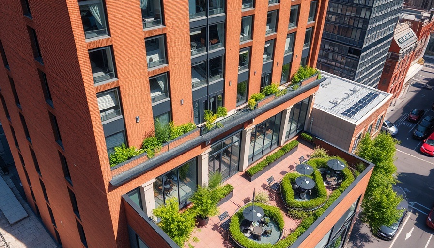 Aerial view of modern Canopy by Hilton Cape Town with rooftop garden.