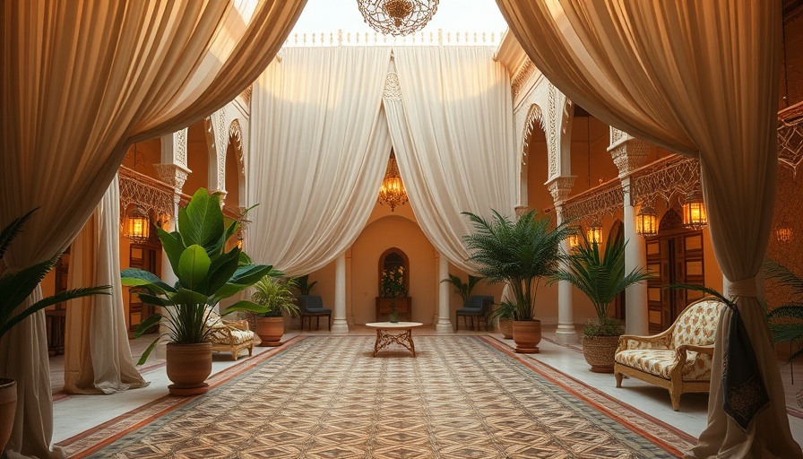 Luxury Moroccan destination with elegant drapery and lush decor