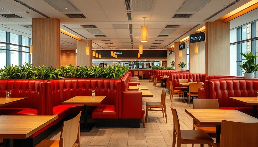 Modern seating at Primo Volo restaurant, Glasgow Airport.