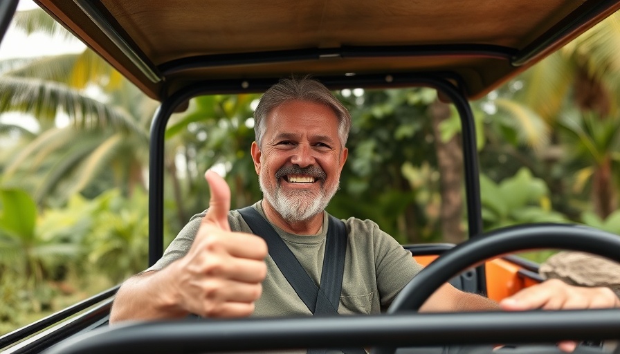 Man in off-road vehicle exploring tropical luxury honeymoon destinations.