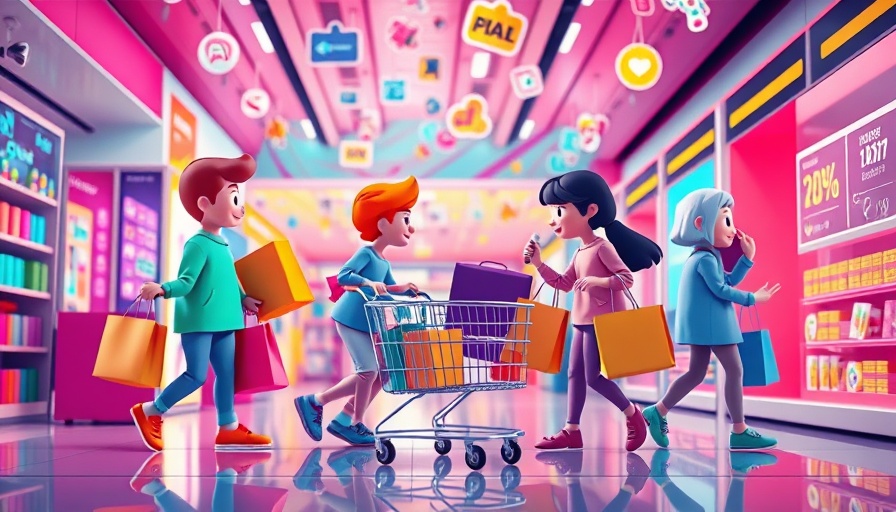 Vibrant digital art of animated shopping scene showcasing Anti-Amazon Prime Day Deals.