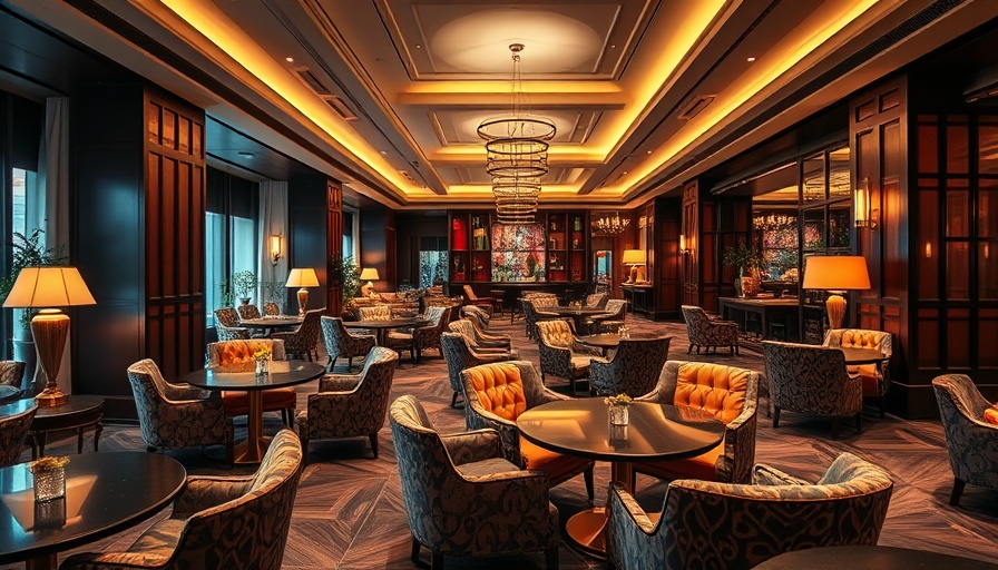 Elegant luxury hotel lounge with eclectic design furniture.