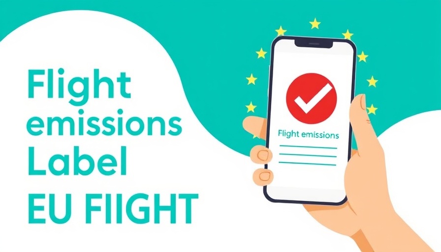 EU Flight Emissions Label poster with verified emissions data.