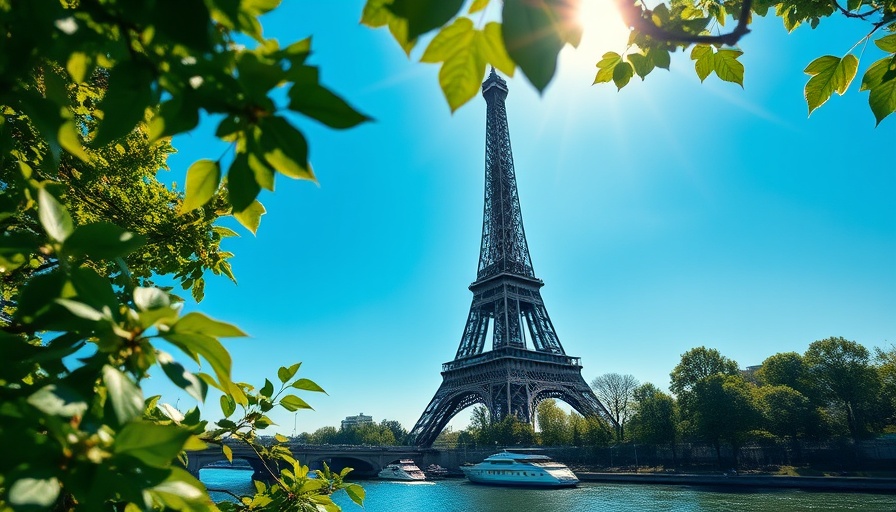 Eiffel Tower and Seine River during warm day, highlighting Paris hotel rates.