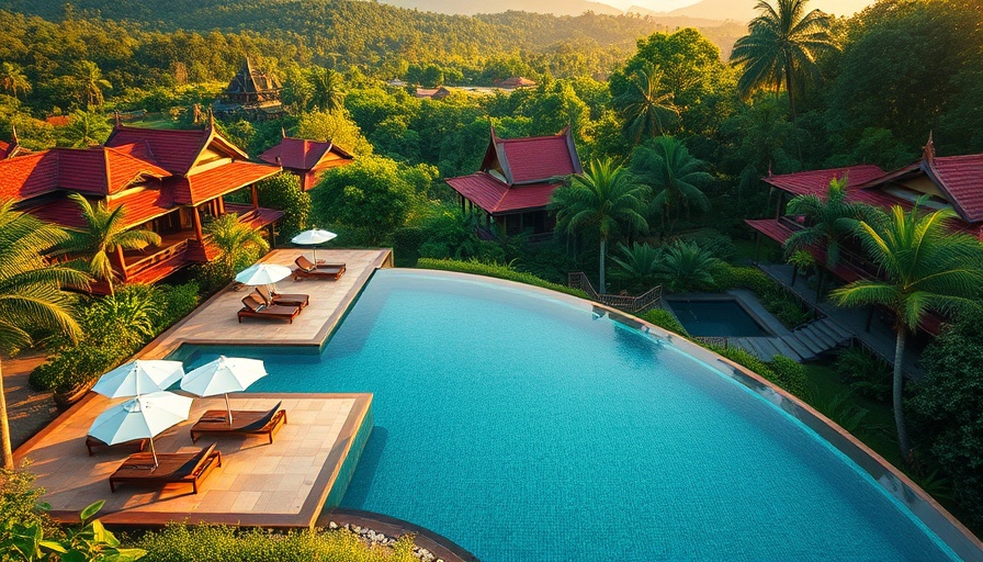 Luxurious resort in Thailand with infinity pool and forest view