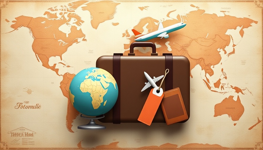 Travel icons on world map background for Samsonite coupon codes