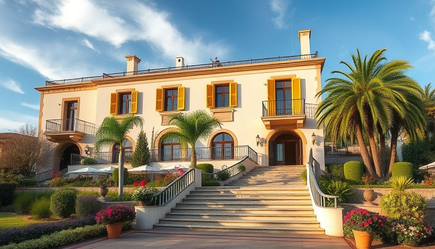 Charming Mediterranean boutique hotel exterior with gardens