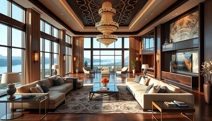 Luxurious living room with elegant decor and modern furniture