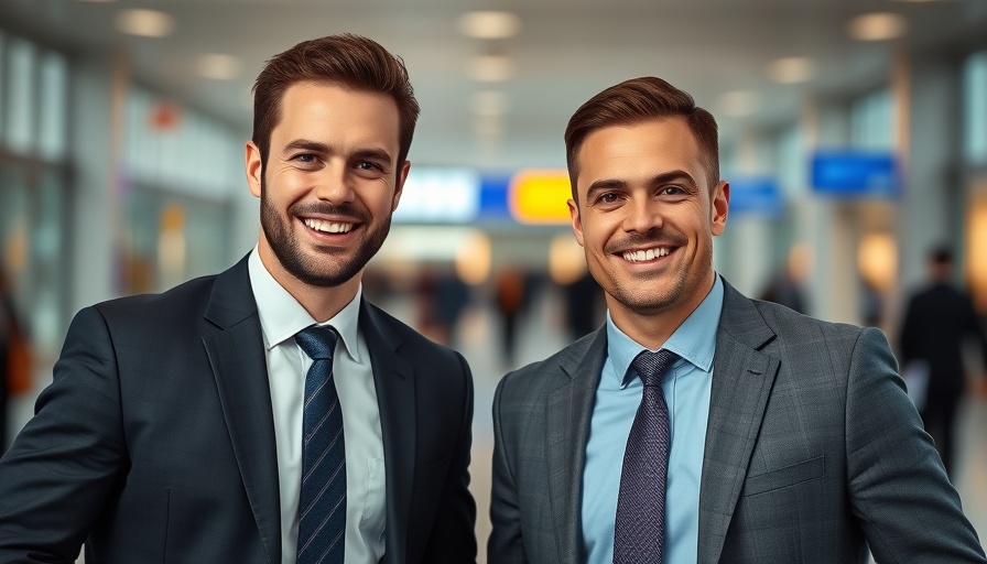 Lufthansa leadership changes: Two executives smiling in airport setting.