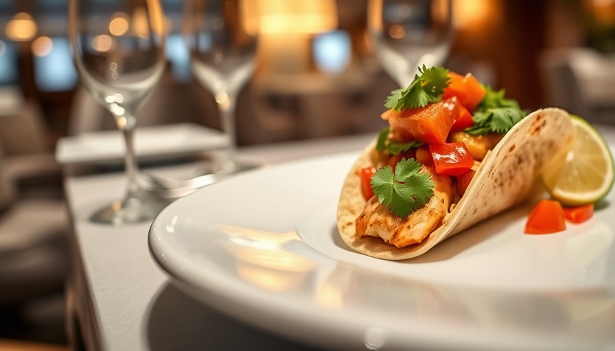Luxury dining experience with gourmet taco aboard Crystal Serenity.