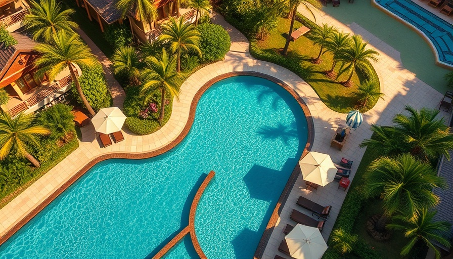 Aerial view of resort pool at one of the best hotels in Tulum.