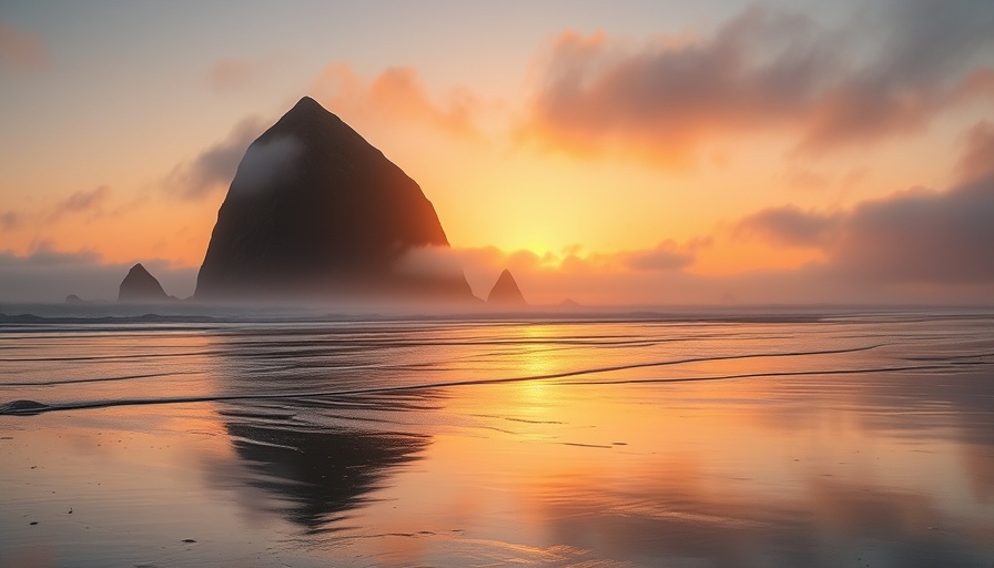 Beautiful places to go in the Pacific Northwest: Cannon Beach sunset with Haystack Rock.