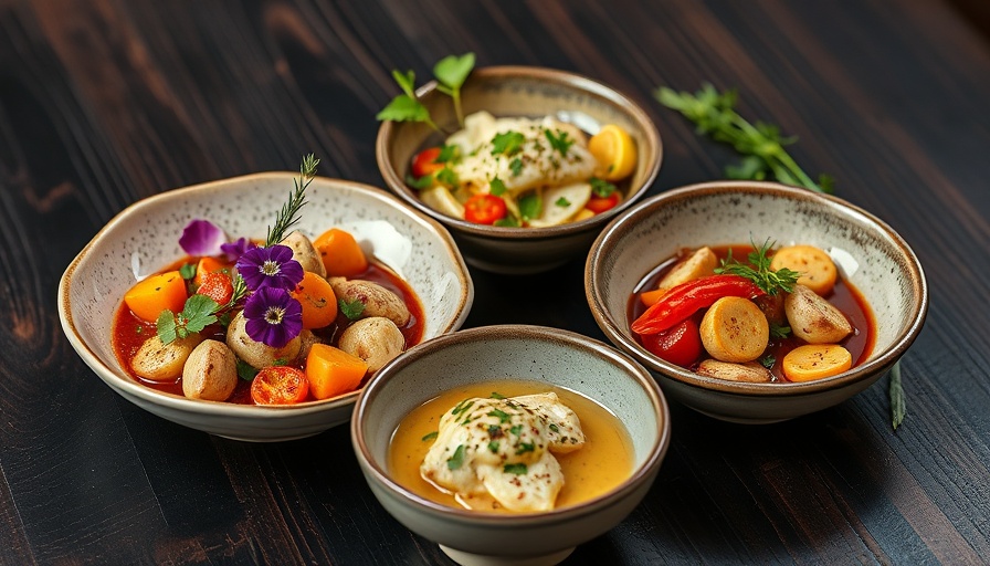 Gourmet dishes at Restaurants in Vancouver, beautifully presented with colorful garnishes.