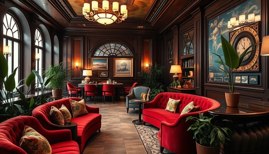 Elegant luxury hotel lounge with plush sofa and chandelier