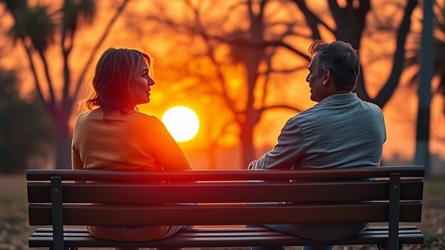 Quantum shifts in energy dynamics: two individuals connecting during a sunset.