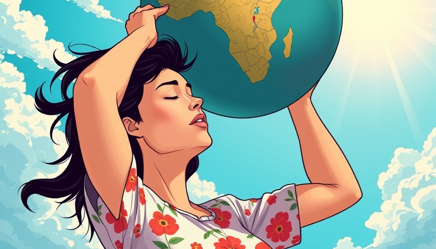 Stylized illustration of woman holding globe representing emotional labor.
