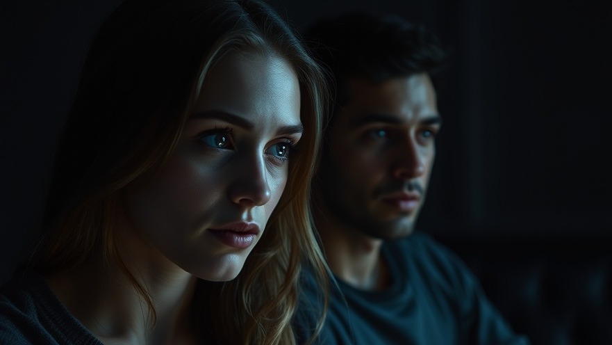 Thoughtful man and woman in a dark room, exploring boundaries for life transformation.