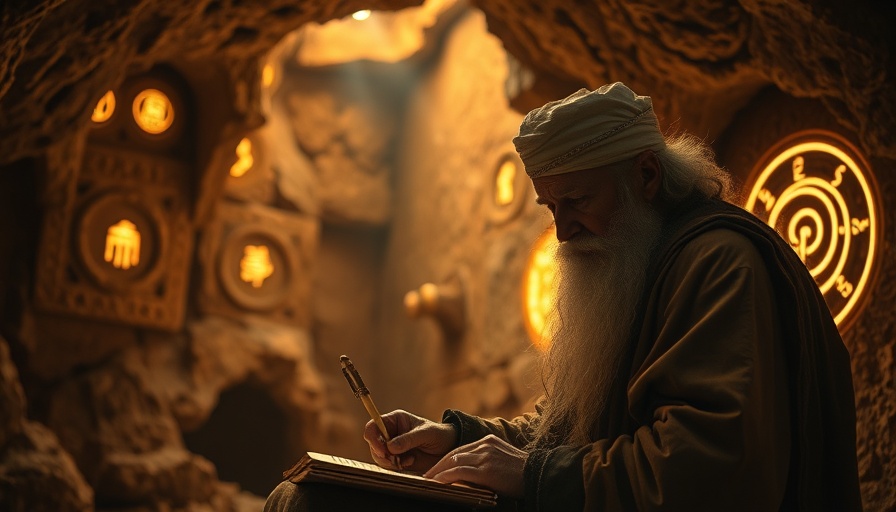 Mystical origins of Human Design System illustrated with wise sage writing.