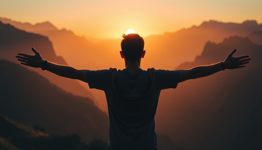 Silhouette at sunrise symbolizing willpower and self-discipline in mountain setting.