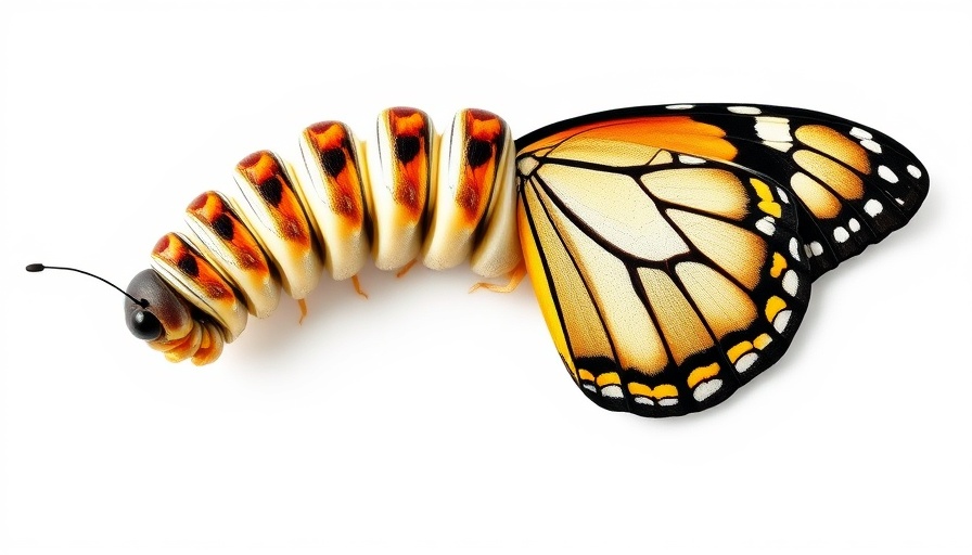 Transformation of caterpillar to butterfly symbolizing organizational change.