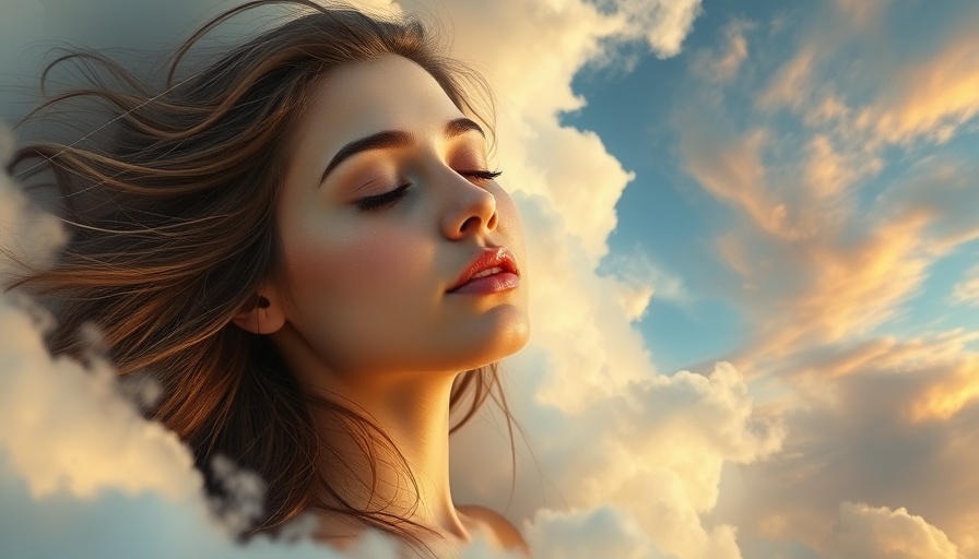 Ethereal woman in dream-like clouds symbolizing lucid dreams for spiritual growth.