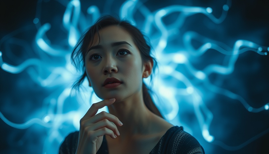 Timeline Shift concept with thoughtful woman and mystical aura.