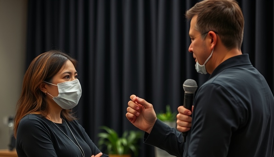 Candid scene revealing people pleasing patterns with a masked woman.