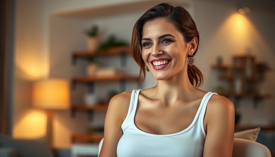 Confident woman speaking about Human Design in a serene indoor setting.