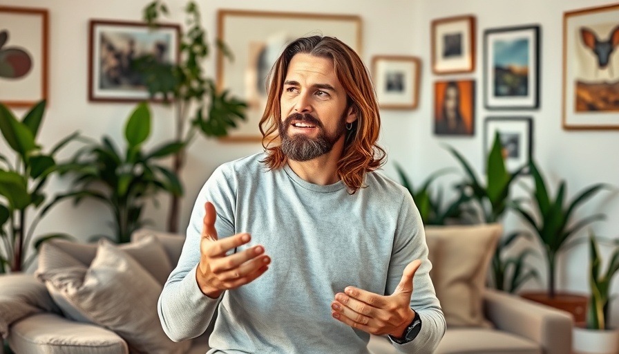 Inner Reality Shift concept depicted by a man gesturing in a cozy room.