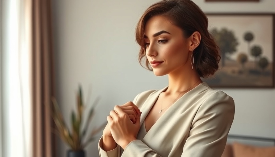 Confident woman adjusting jewelry, exploring what confidence really means.