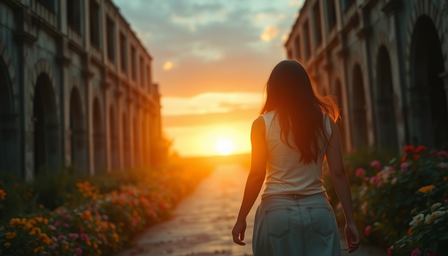 Young woman healing from alcohol addiction, walking towards hope.