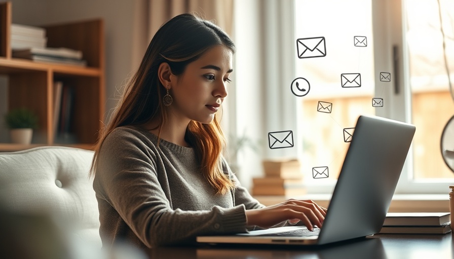 A young woman using AI tools for small business in a home office.