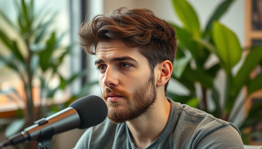 If you're an empath, casual young man speaking in a podcast with greenery in the background.