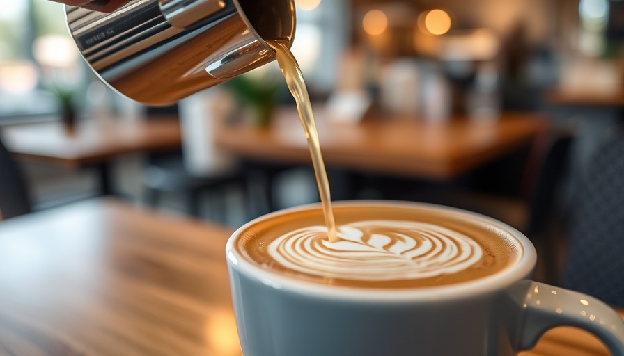 Mindfulness in Cafés: Close-up latte art in a cozy setting.