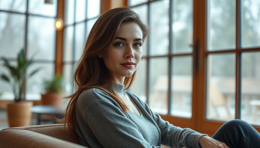 Serene woman in a room, contemplating healing a karmic pattern