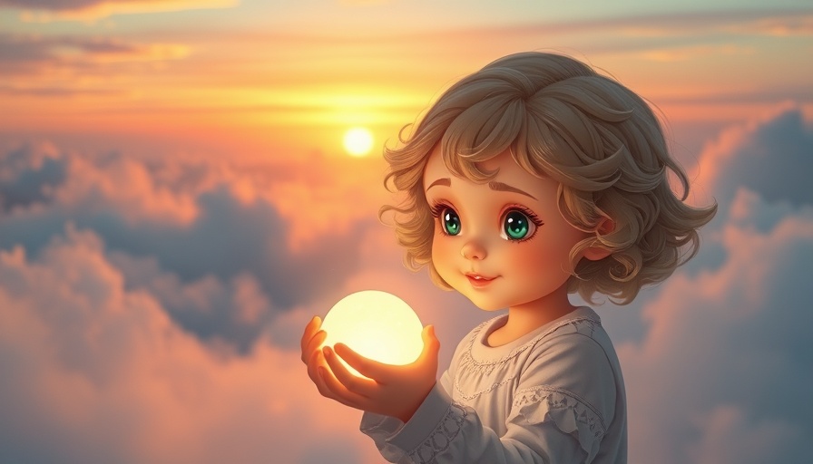 Meaning in Grief represented by a child holding a glowing orb.