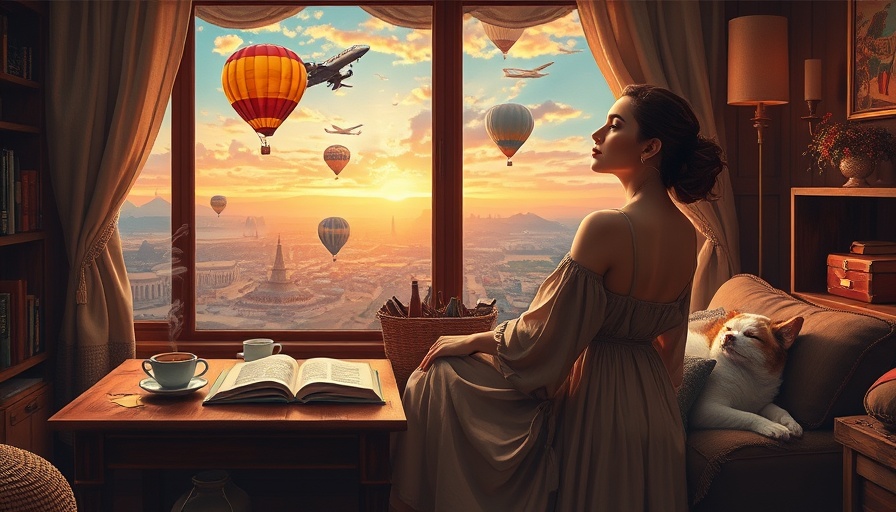 Navigating Life in the In-Between: Woman with suitcase in vibrant room.
