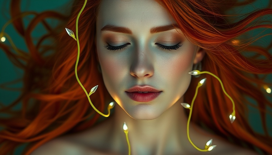 Serene woman meditating with energy vines, Energy Healing