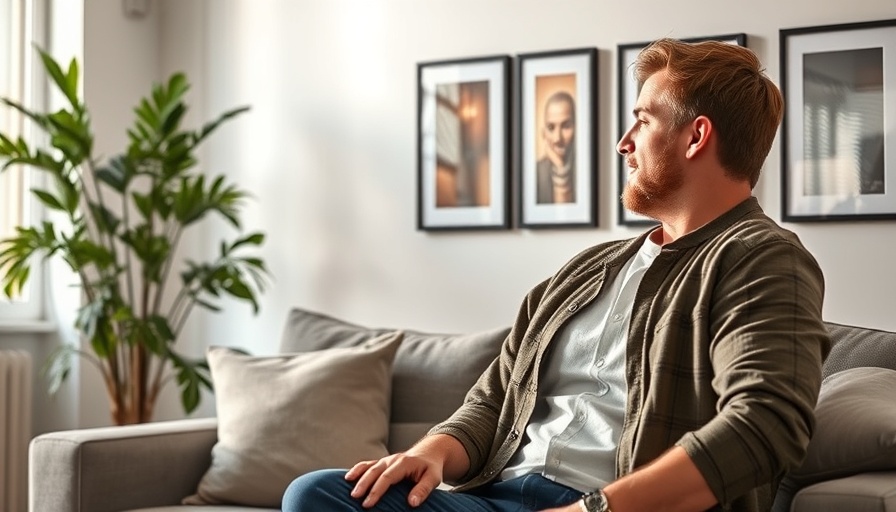 Casual man discussing in a modern setting with plants.