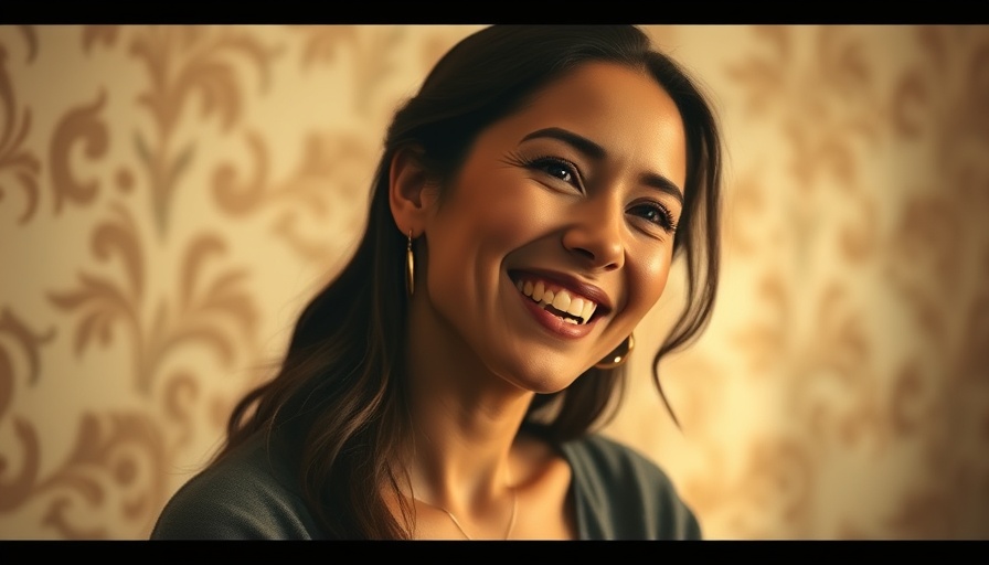 Healing inner child concept with a smiling woman in a cozy room