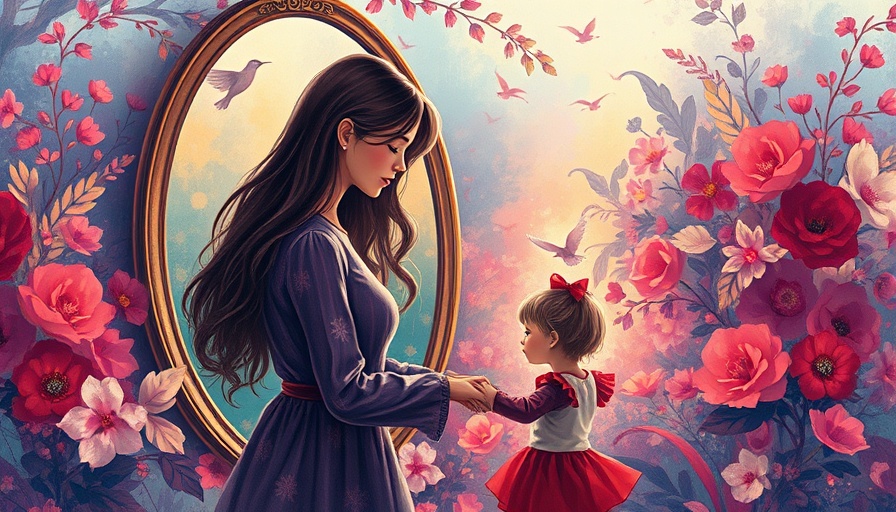Healing My Inner Child After Loss illustration with mirror reflection.