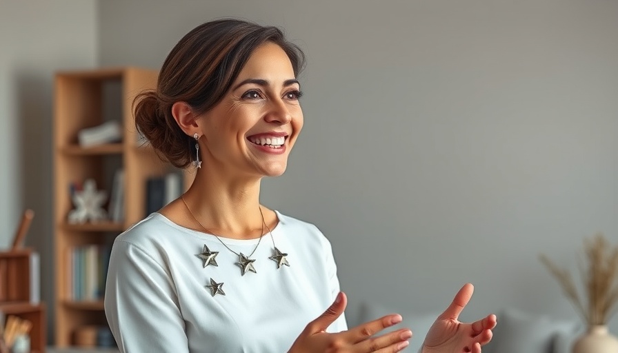 Smiling woman discussing Human Design with enthusiasm.