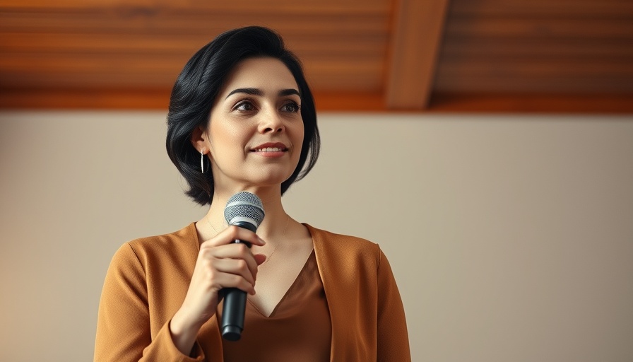 Confident woman speaking indoors, Childhood Shapes Your Reality.