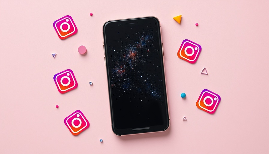 Smartphone with starry screen and Instagram icons for buying Instagram followers.