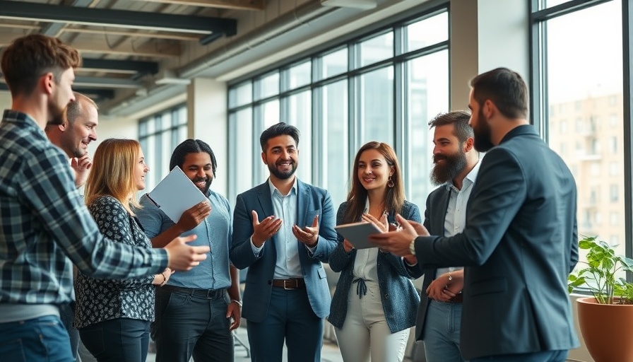 Diverse team discussing content promotion techniques in a modern office.